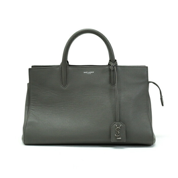 Saint Laurent Cabas Rive Gauche Leather Shoulder Bag Grey - Picture 3 of 10